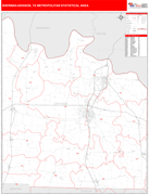 Sherman-Denison Metro Area Digital Map Red Line Style